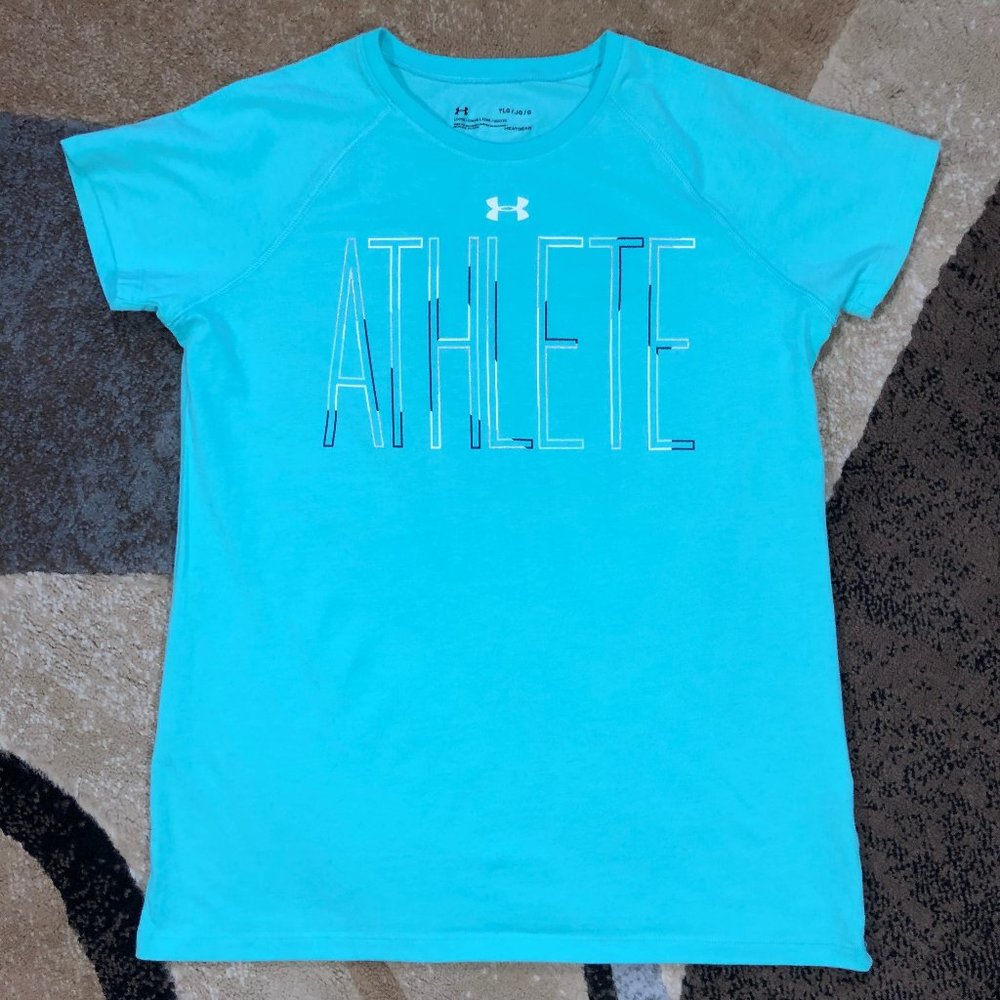 Girls Turquoise Under Armour Tee, Size YLG